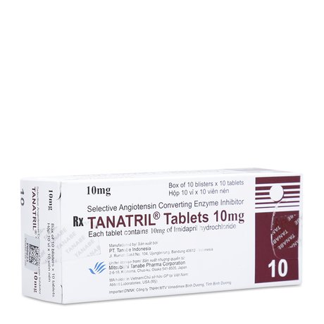 Thuốc chỉ định điều trị tăng huyết áp Tanatril Tablets 10mg (10 vỉ x 10 viên/hộp)