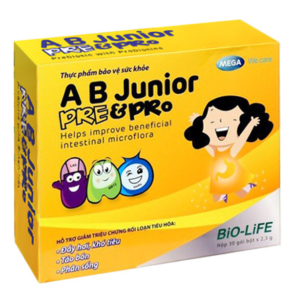 Thực phẩm bảo vệ sức khoẻ bảo vệ sức khoẻ hỗ trợ tiêu hoá AB Junior Pre & Pro (Hộp 10 gói)