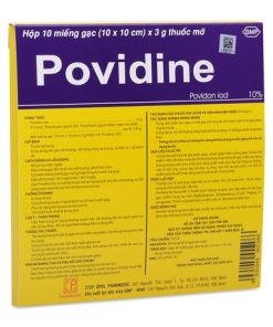 Gạc thuốc sát trùng Povidine Povidon Iod 10% (Hộp 10 miếng x 3g thuốc)