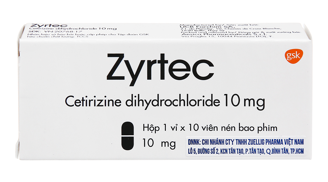 Zyrtec 10mg (Hộp 1 vỉ x 10 viên)