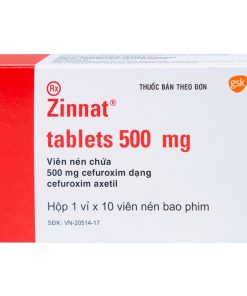 Thuốc Zinnat 500mg GSK điều trị các chứng nhiễm khuẩn, viêm tai giữa, viêm xoang (1 vỉ x 10 viên)