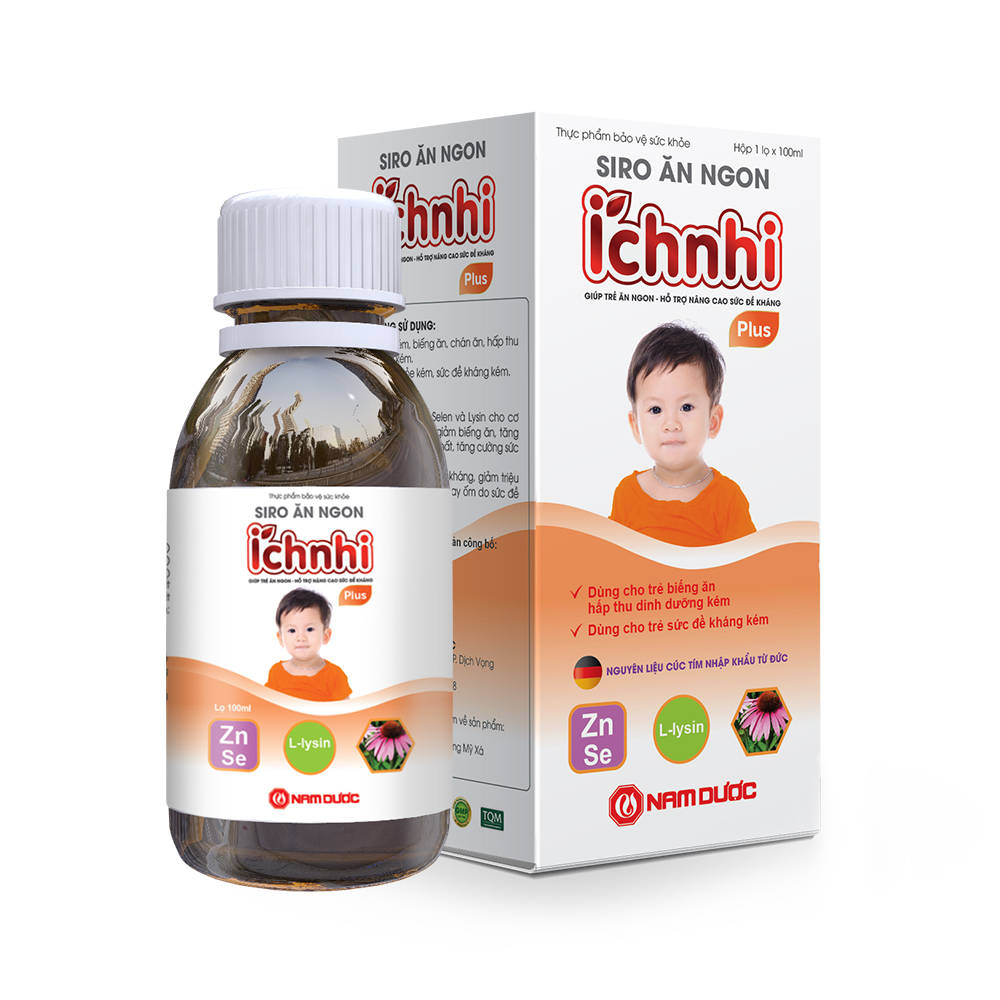 Siro Ích Nhi Plus Nam Dược bổ sung kẽm, seien và lysin giúp trẻ ăn ngon (100ml)