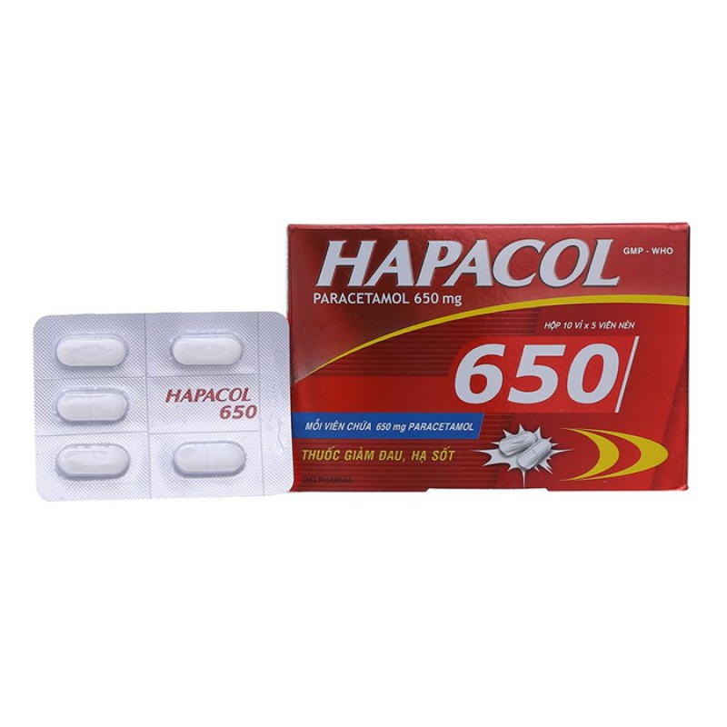 Thuốc Hapacol 650 DHG giảm đau, hạ sốt (10 vỉ x 5 viên)