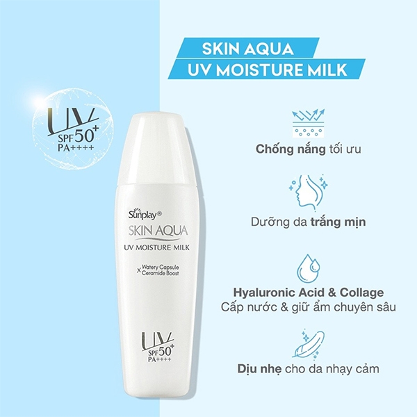 Sữa Chống Nắng, Dưỡng Ẩm Sunplay Skin Aqua UV Moisture Milk SPF 50+/PA++++ 30g