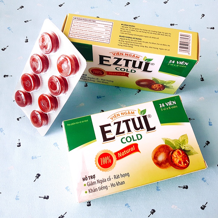 Viên ngậm Eztul Cold giảm ngứa cổ, ho khan (hộp 24 viên)