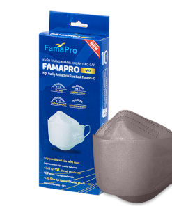 Khẩu Trang Y Tế Kháng Khuẩn Cao Cấp Famapro 4D Xám (10 Cái/ Hộp)