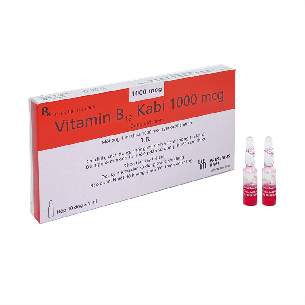 Thuốc Vitamin B12 Kabi 1000mcg điều trị thiếu vitamin B12 (100 ống X 1ml)