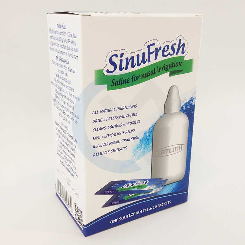 Muối rửa mũi xoang SinuFresh Cát Linh (10 gói + Chai rửa mũi )