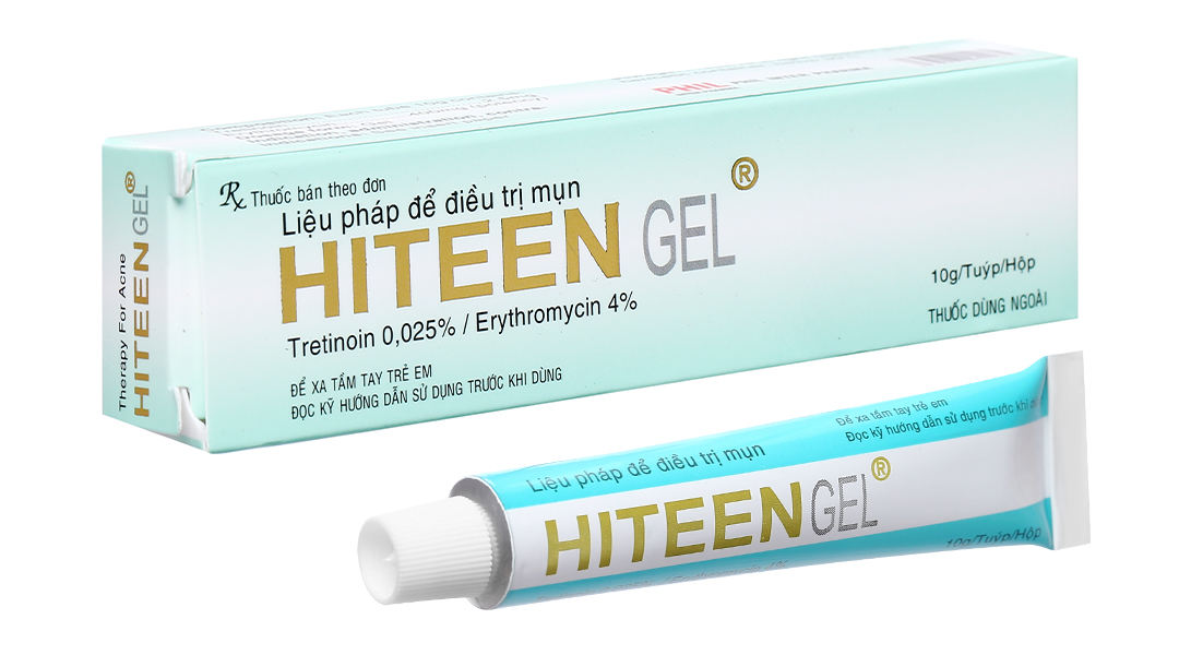 Gel bôi da Hiteen Phil điều trị mụn trứng cá dạng vi u nang hoặc kèm viêm, mụn trứng cá mủ sần (10g)