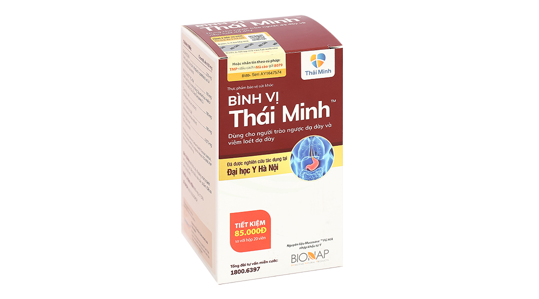 Bình Vị Thái Minh hỗ trợ giảm viêm loét dạ dày chai 80 viên