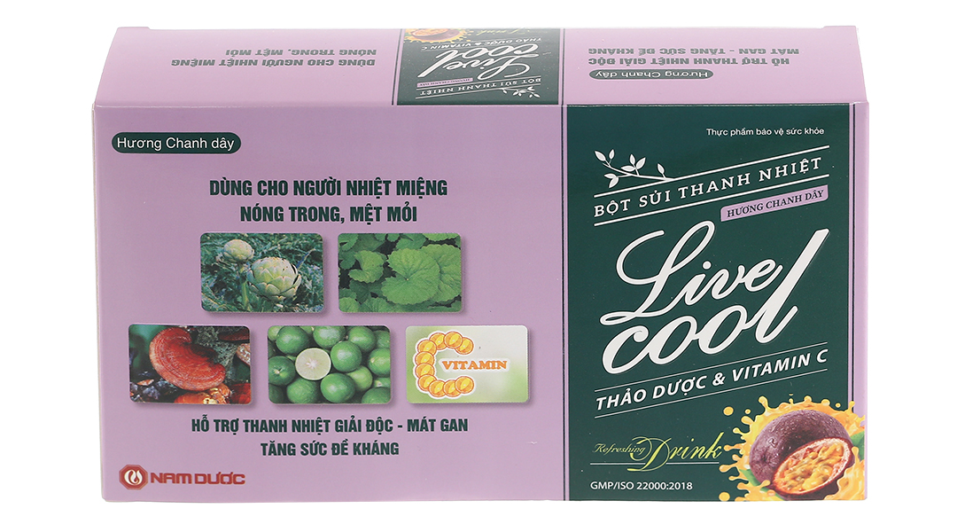 Bột sủi Thanh Nhiệt Livecool Nam Dược hương chanh dây (10 gói x 7g)