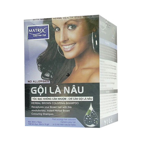 Gội là nâu Matrix làm thay đổi màu tóc, che phủ tóc bạc (10 gói x 30ml)