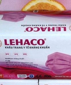 Khẩu trang y tế kháng khuẩn 4 lớp LEHACO (hồng) hộp 50 cái