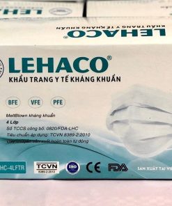 Khẩu trang y tế kháng khuẩn 4 lớp LEHACO (trắng) hộp 50 cái