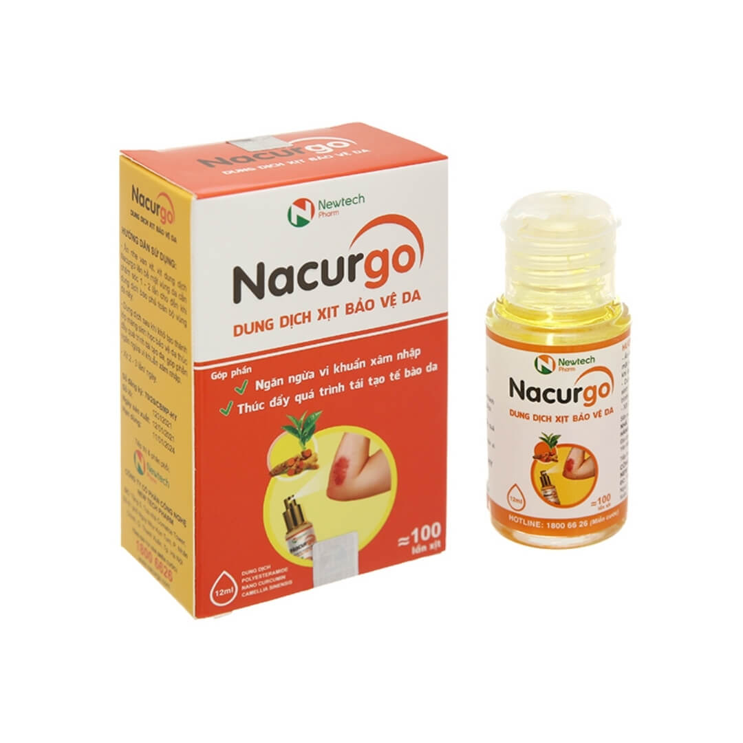 Dung dịch xịt Nacurgo màng sinh học bảo vệ, tái tạo da tổn thương (100 lần xịt)