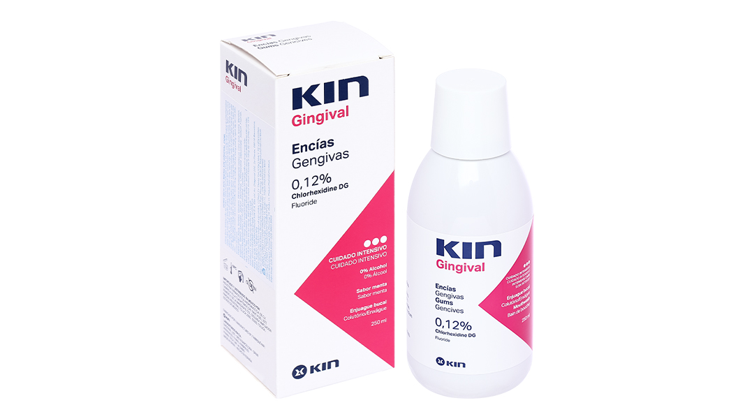 Dung dịch súc miệng Kin Gingival 250ml hỗ trợ chăm sóc nướu, ngăn ngừa các mảng bám trên răng