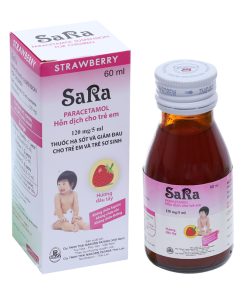 Thuốc Sara 120mg/5ml  hương dâu tây hạ sốt, giảm đau cho trẻ (60ml)