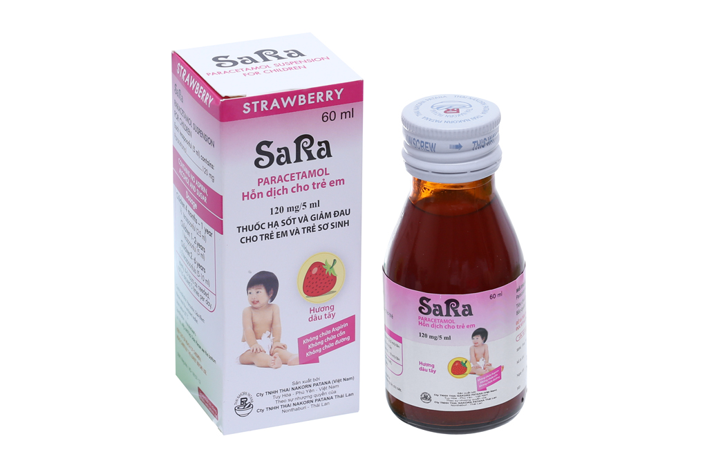 Thuốc Sara 120mg/5ml hương dâu tây hạ sốt, giảm đau cho trẻ (60ml)