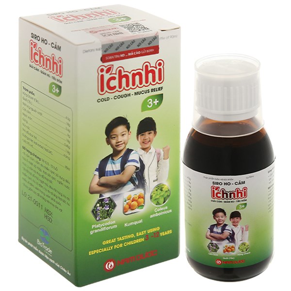 Siro Ích nhi 3+ Nam Dược giúp giảm ho, đờm, sổ mũi (90ml)
