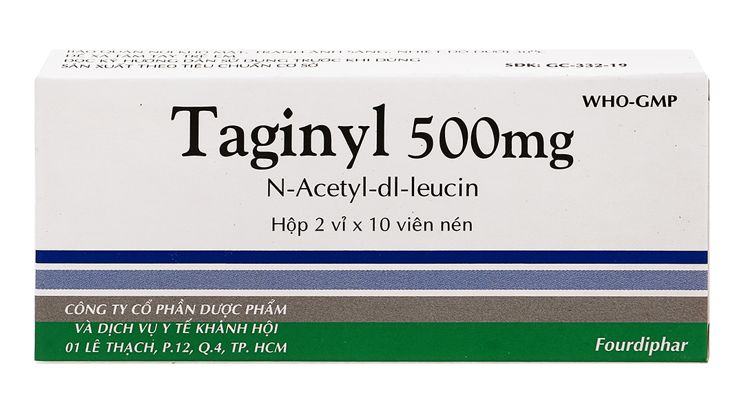 Thuốc Taginyl 500mg Thành Nam điều trị triệu chứng cơn chóng mặt (2 vỉ x 10 viên)