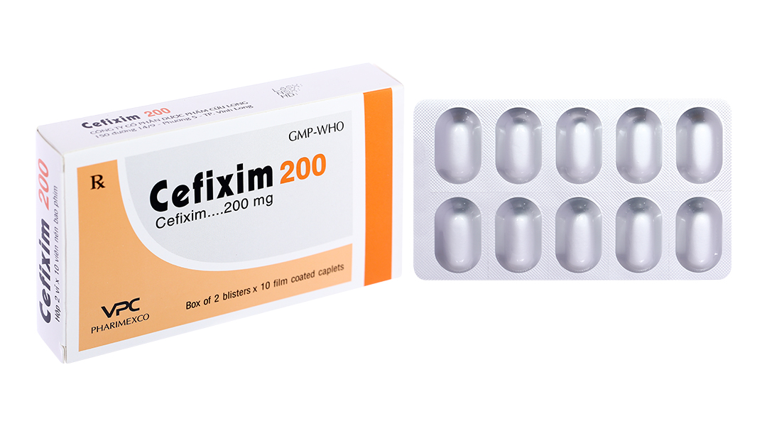 Cefixim 200 VPC trị nhiễm khuẩn (2 vỉ x 10 viên)