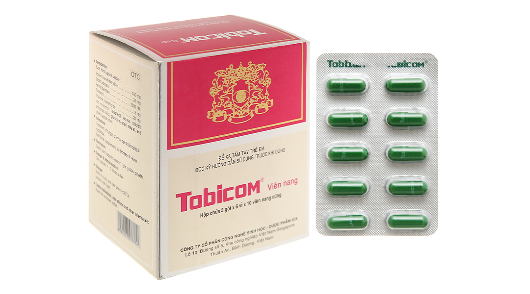 Thuốc Tobicom ICA hỗ trợ điều trị mỏi mắt, đau nhức mắt (3 gói x 6 vỉ x 10 viên)