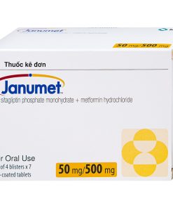 Viên nén Janumet 50mg/500mg MSD hỗ trợ chế độ ăn kiêng, cải thiện kiểm soát đường huyết tuýp 2 (4 vỉ x 7 viên)