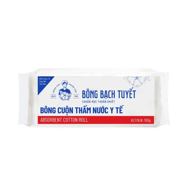 Bông y tế thấm nước Bạch Tuyết dùng trong chăm sóc cá nhân và y tế (100g)