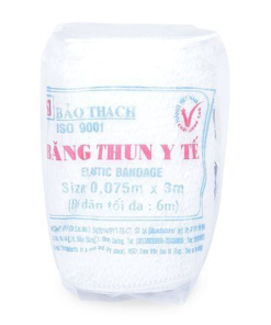 Băng thun y tế 0.075m x 3m Bảo Thạch dùng để băng nén ép cầm máu, cố định khớp (10 cuộn)