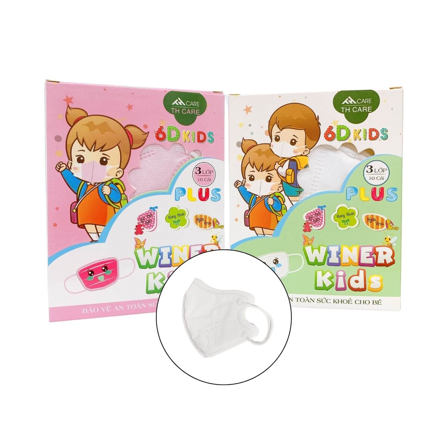Khẩu trang trẻ em dưới 6 tuổi Winer Kids 3D hộp 10 cái