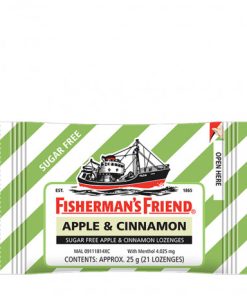 Kẹo cay con tàu FISHERMAN'S FRIEND không đường hỗ trợ thông cổ mát họng vị táo quế (25g)