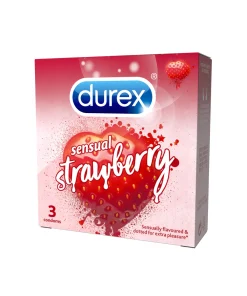 Bao cao su DUREX Sensual Strawberry hương dâu tây (hộp 3 cái)