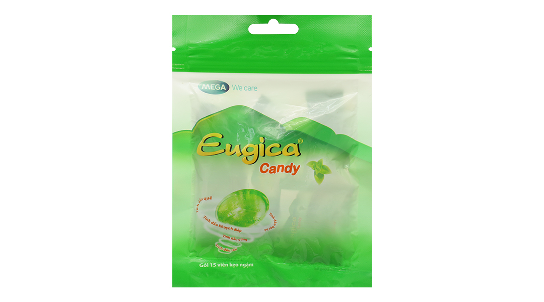Kẹo ngậm thảo dược Eugica Candy giảm ho, đau họng gói 15 viên