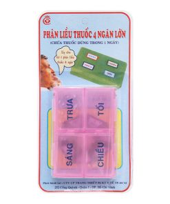 Hộp phân liều thuốc 4 ngăn vuông lớn giúp phân chia liều lượng thuốc trong 1 ngày (1 cái)