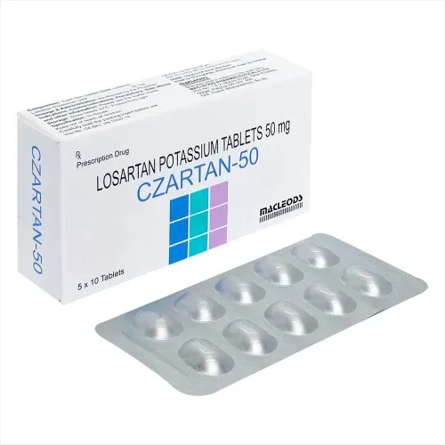 Czartan-50 ( Hộp 5 vỉ x 10 viên ) điều trị huyết áp cao ở người lớn.