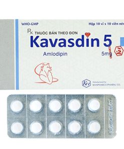 Viên nén Kavasdin 5mg trị tăng huyết áp, điều trị dự phòng đau thắt ngực ổn định (10 vỉ x 10 viên)