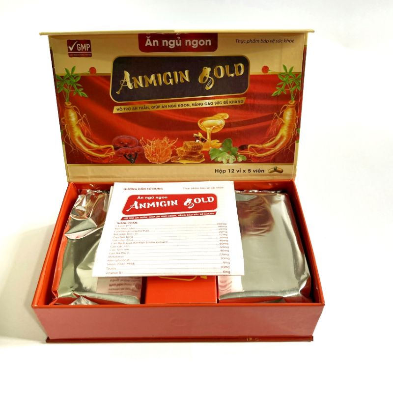 Anmigin Gold Santex - Giúp ăn ngon ngủ ngon, tăng cường sức đề kháng. Hộp 60 viên