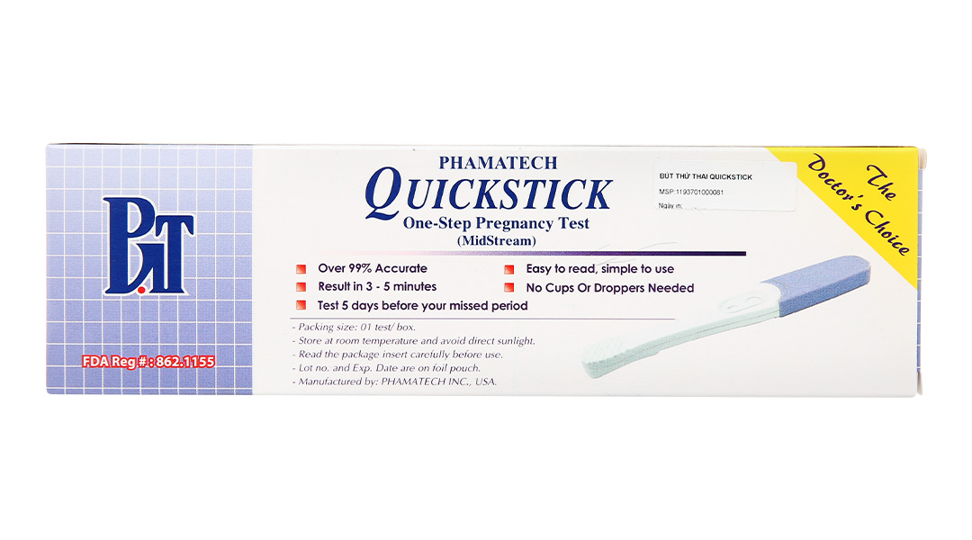 Que thử thai điện tử QuickStick One-Step Pregnancy Test Phamatech cho kết quả trong 5 phút (1 cái)