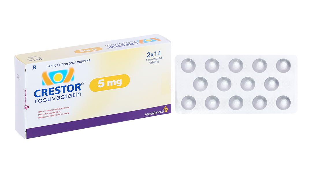 Thuốc Crestor 5mg AstraZeneca điều trị tăng cholesterol máu nguyên phát (2 vỉ x 14 viên)