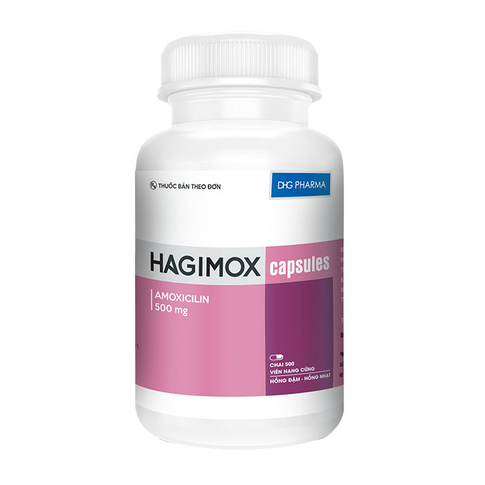 Hagimox 500mg DHG Pharma 500 viên – Nhiễm khuẩn đường hô hấp ( hồng đậm – hồng nhạt)