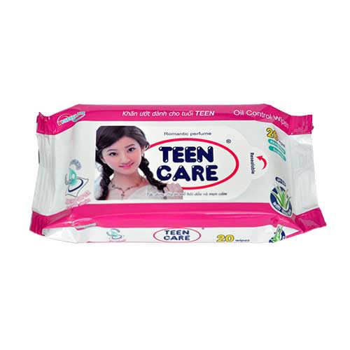 Khăn ướt tiện dụng hương dịu nhẹ màu hồng Teen Care (20 tờ/gói)