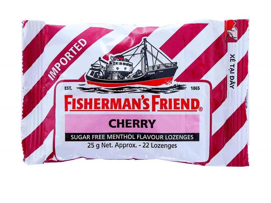 Kẹo cay con tàu FISHERMAN'S FRIEND không đường hỗ trợ thông cổ mát họng vị cherry (25g)