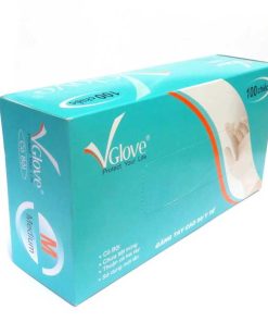 Găng tay cao su y tế trơn có bột VGlove Size M (10 hộp x 100 chiếc)