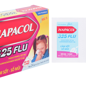 Cốm Hapacol 325 Flu DHG điều trị đau đầu, đau nửa đầu, đau răng (24 gói)