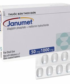 Viên nén Janumet 50mg/1000mg MSD hỗ trợ chế độ ăn kiêng, cải thiện kiểm soát đường huyết tuýp 2 (4 vỉ x 7 viên)