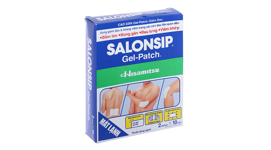 Cao dán Salonsip Gel - Patch Hisamitsu giảm đau, kháng viêm do mỏi cơ, đau cơ (8 gói x 3 miếng)