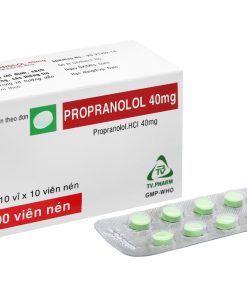 Propranolol TV.Pharm 40mg trị tăng huyết áp, đau thắt ngực (10 vỉ x 10 viên) Tim mạch, tiểu đường, mỡ máu Thuốc tim mạch, huyết áp