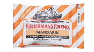 Kẹo cay con tàu FISHERMAN'S FRIEND không đường hỗ trợ thông cổ mát họng vị quýt gừng (25g)