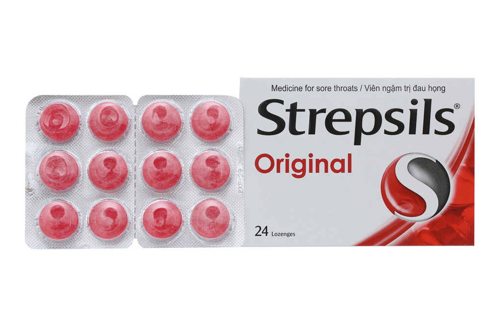 Viên ngậm Strepsils Original kháng khuẩn, giảm đau họng (2 vỉ x 12 viên)