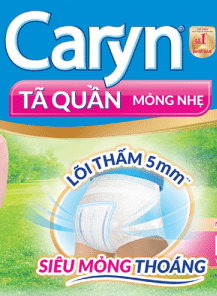 Tã quần năng hoạt Caryn loại mỏng nhẹ size L – 16 miếng